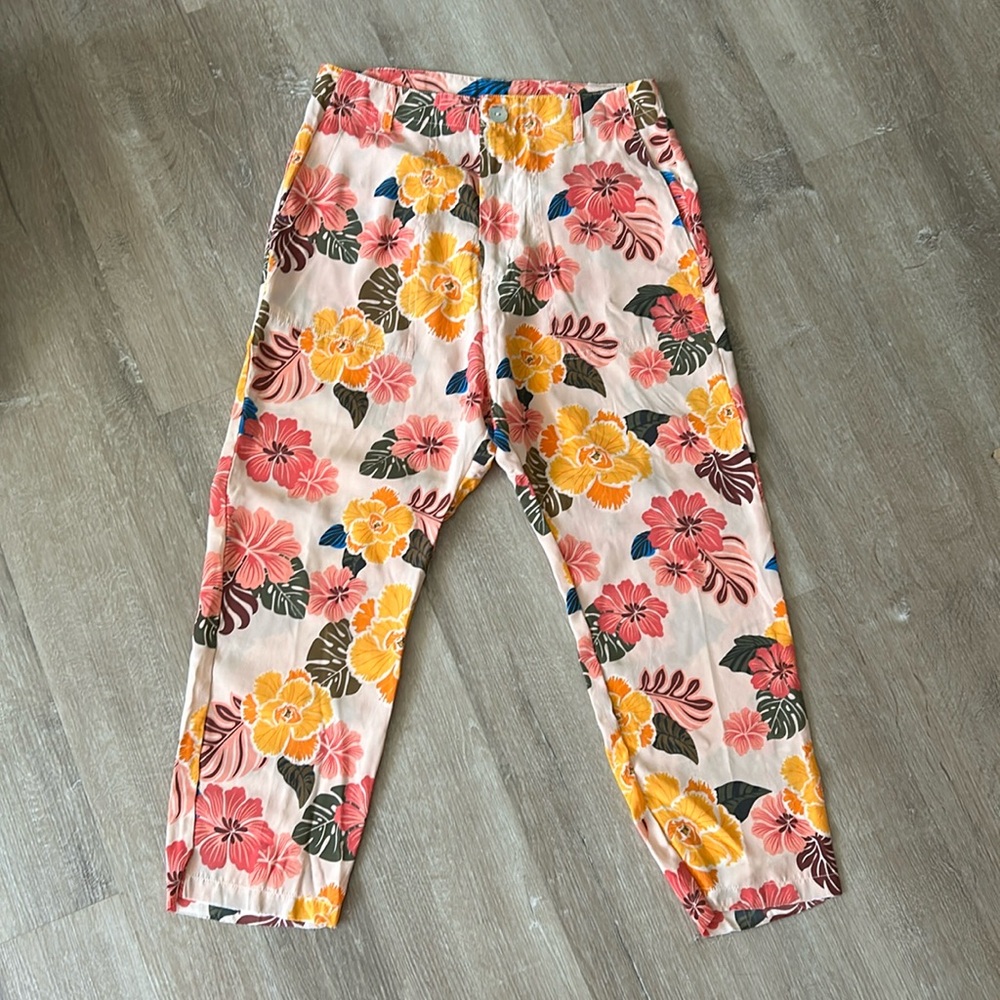 Acacia floral silk pants hi waisted